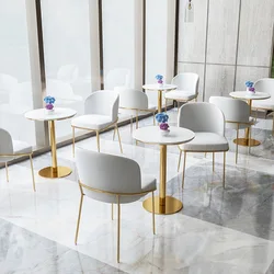 Скандинавский мраморный стол и стулья Бархатный комплект мебели для