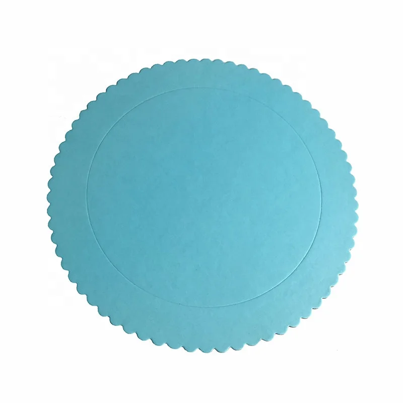 Yiwu Aotong Different Color Scalloped Die Cut Edge Round 2mm Grey Board Cake Board  for Cake Decorate