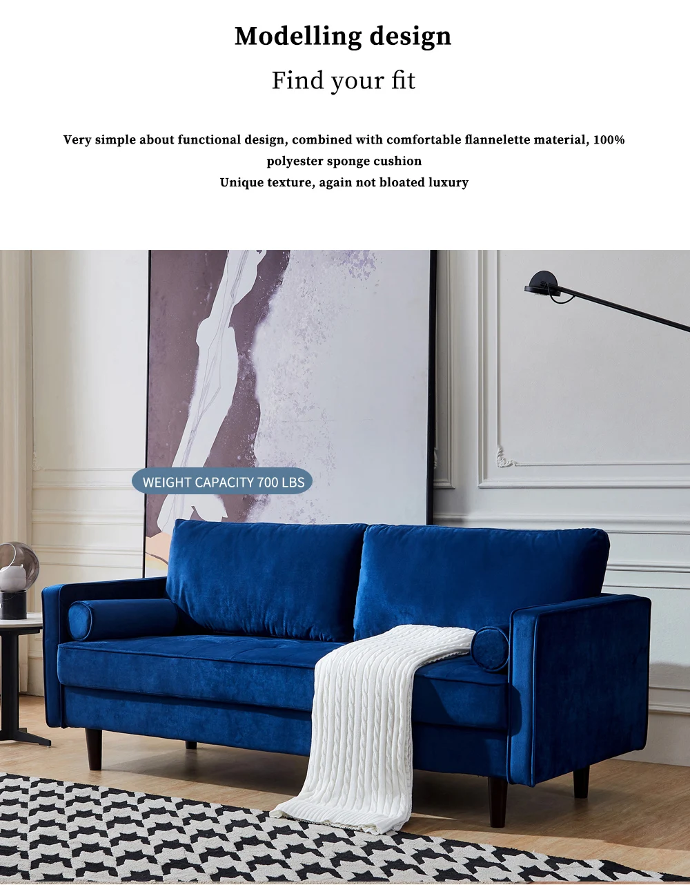 Luxury Couch L Shape Corner Velvet Sofa Wood Legs Set Furniture For