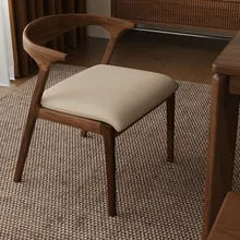 Wooden Dining Chair with Leather Cushion, Modern Designed Restaurant Furniture, Solid Wood Frame, Suitable for Restaurants