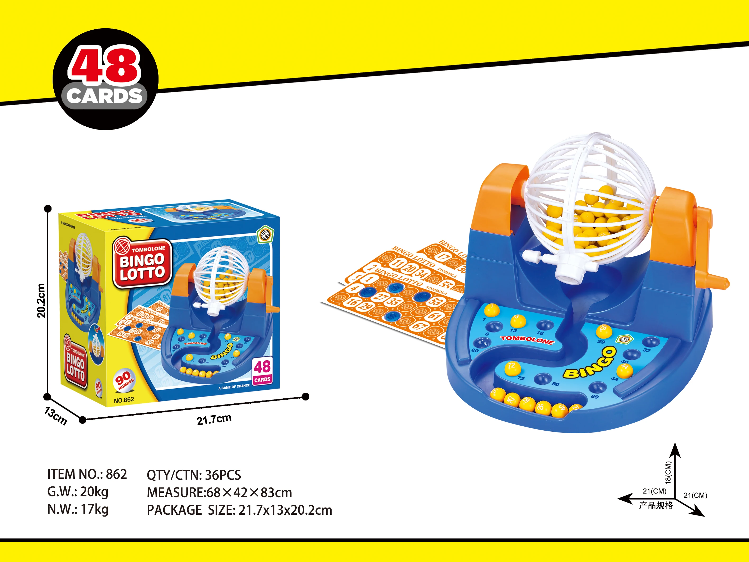 Классический пластиковый ручной Бинго-лотерейный автомат, игрушка с 48 картами, игровой набор для вечеринки, азартные игры