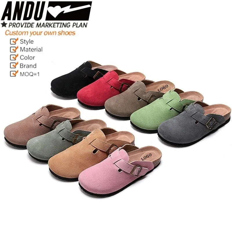 Custom Wholesale Unisex Clog Suede Cork Clogs Shoes For Women Men Anti