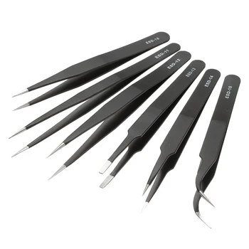 110mm Black Electronics Phone Repair Anti Static Esd Safe Tweezers