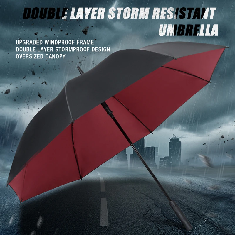 Double Layer Extra Large Oversized Golf Umbrella Heavy Duty Big Long Auto Open Windproof Waterproof Stick Rain Umbrellas