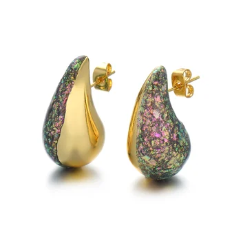 18k gold plated earrings Copper jewelry accessories hoop earrings jewelry for women The arch shape earrings women