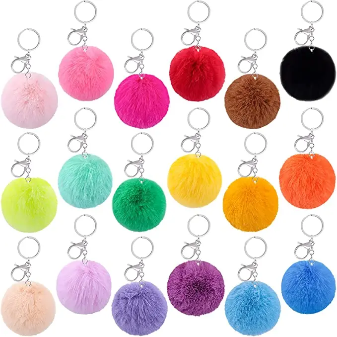 Multi Color Pom Poms Keychains Self Defense Keychain Accessories Buy