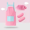 Children's painting three-piece suit-pink blue hat sleeve