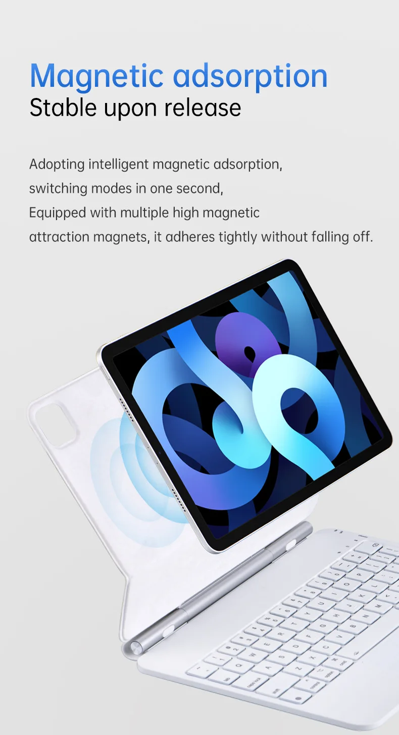 product magic keyboard case for ipad magnetic floating bluetooth keyboard with stain resistant pu leather coverlaudtec-7