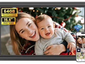 64GB Uhale 15.6" Plastic Frame Digital Picture Frame WiFi 1920x1080 FHD Touch Screen Share Photos/Videos SD/USB Support-Best