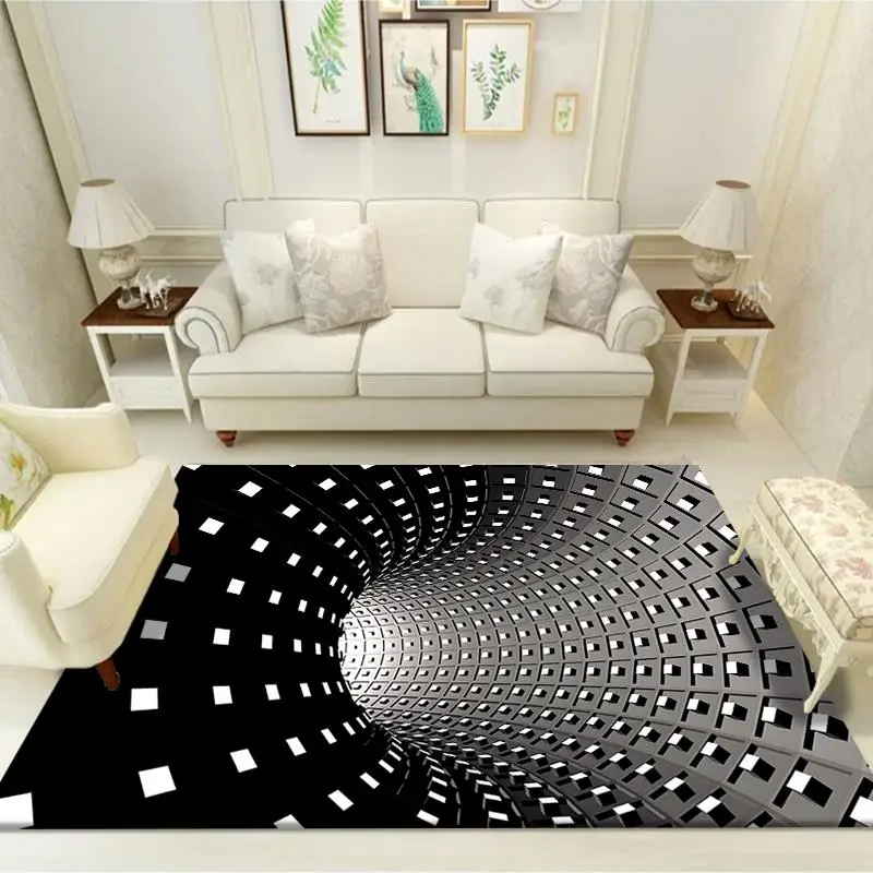 3D Carpet Floor Mat Visual Design outlet Living Room Carpet Sofa Coffee Table Bedroom B