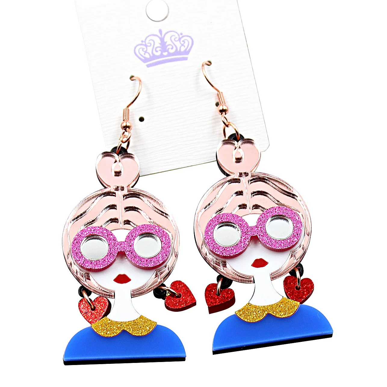 ERS355HP058 Fashion Glittered Laser Cutout Jewelry Acrylic Girl Collection Statement Earrings