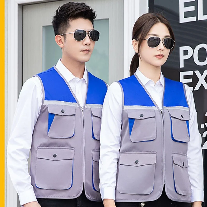 Workwear Sleeveless Vests Logo for Volunteers Construction Workers Advertising Supermarkets-Polyester Vinegar Fiber preview 6