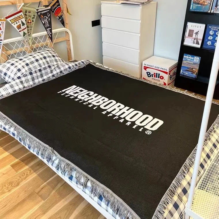 56 ''x 60'' знаковое Тканое одеяло для стульев, четырехстороннее Тканое одеяло с логотипом, индивидуальное одеяло с необработанными краями на всем хлопке