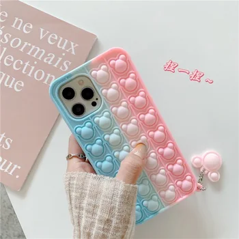 Fashion Rainbow Color Shockproof Phone Case For Iphone 7 8 Plus X Xr Xs 11  12 Pro Max Back Cover Reliver Stress Bubble Silicone Fidget Toy(for Iphone