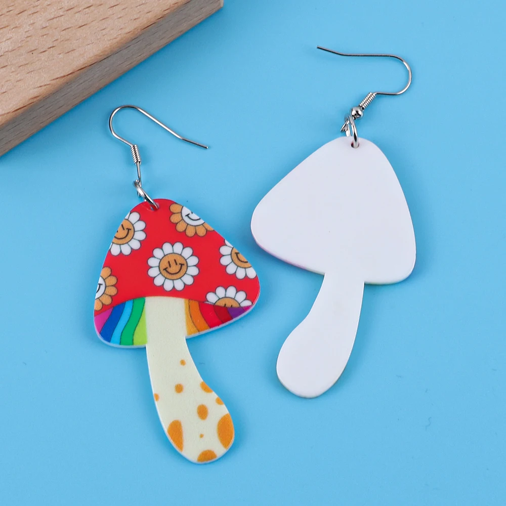 Orecchini a bottone con funghi in agata muschiosa a forma di pera in argento sterling