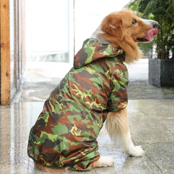 Four-legged Pets Raincoat for Medium and Large Dogs Camouflage Waterproof Clothing for Pets Outdoor Clothes