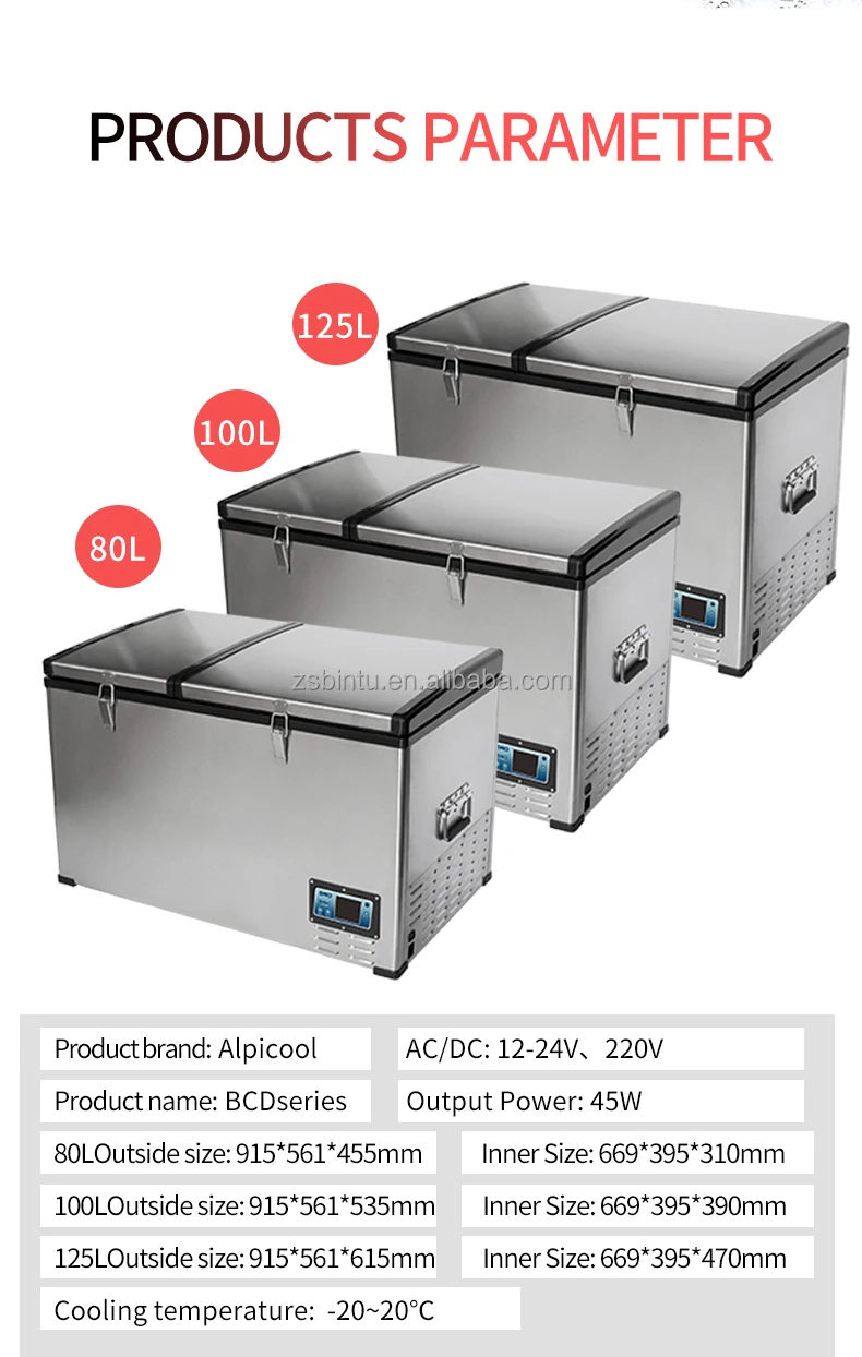 Alpicool BCD125 Large Capacity Chest Refrigerator Freezer DC 12V 24V Camping Caravan Portable Truck Car Fridges