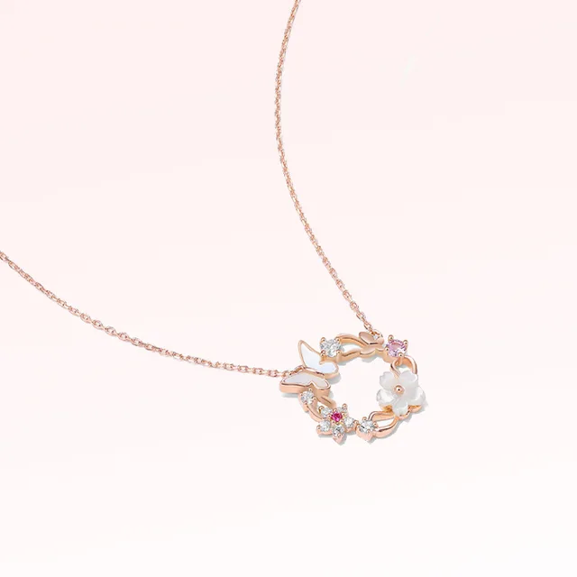 jewelry 925 sterling silver butterfly flower shape factory custom pendant necklace women fashion jewelry necklace