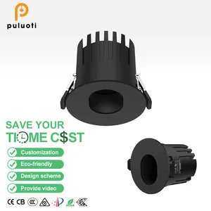 High Quality 12W 75mm COB LED Spot Down Light Elliptical Black Modern Design Aluminum Ceiling Recessed for Office Home Hotel