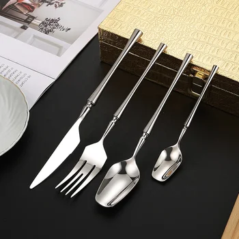 Factory Custom Logo Luxury Silver Plated Cutlery Set Stainless Steel Knife Fork Spoon Sustainable Metal for Weddings