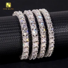 Custom GRA Certificate 5mm 6.5mm VVS Moissanite Diamond-Studded Side Tennis Chain 925 Silver Hip Hop Jewelry Iced Out Link Chain