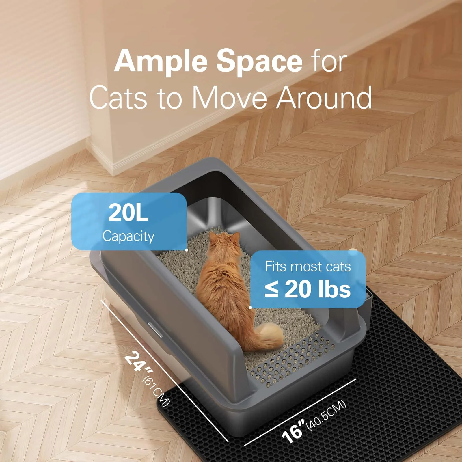 Semienclosed Stainless Steel Cat Litter Box With Lid Extra Large