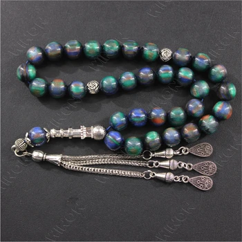 Fashionable Arabic Rosary 8mm 8mm 33 Beads Accessories Blue Resin Tesbih Muslim Rosary Islamic Prayer Beads