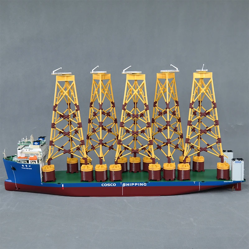 【A】Cargo Shipment Handmade Plastic Crafts Ocean Artwork Studio Customized 86.8cm Transport Ship Model Crane Miniature Boat Model