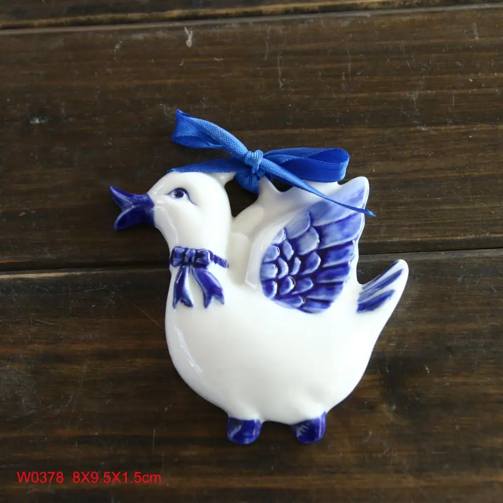 Porcelain Delft Blue Heart Tree Star Ornaments
