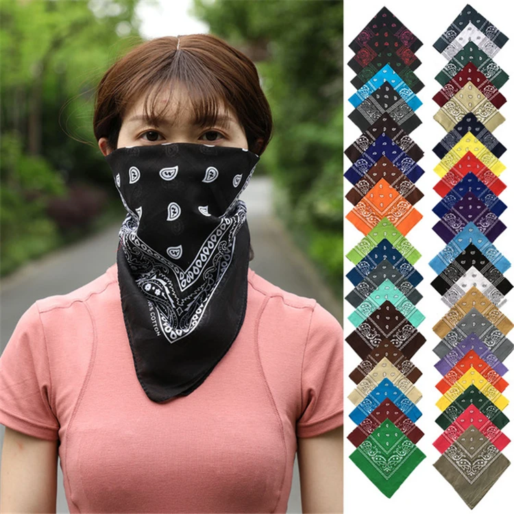 Hip Hop Women Red Paisley Bandana Custom Logo zebra Style Out Door Use Headwrap Hairwear Bandanas Face Mask for