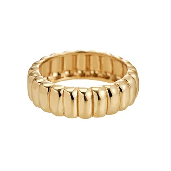 Gemnel design unique 18k gold plated filled band chunky croissant ring 925 sterling silver men rings jewelry for men woman