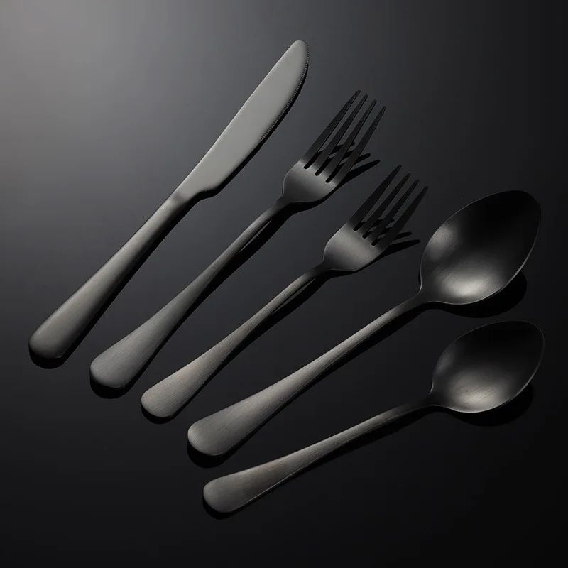 Wholesale PVD Silverware Metal Matt Black Matte Cutlery Set