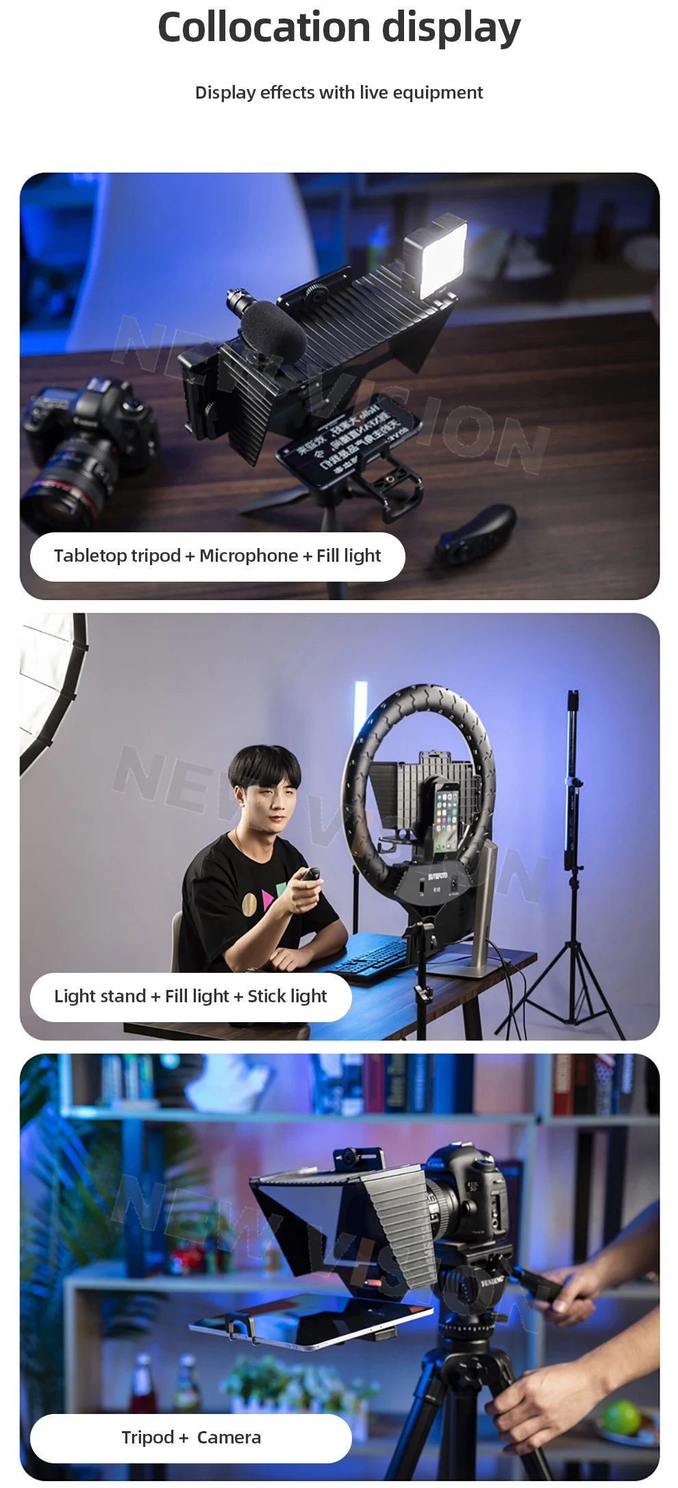 Pronstoor T3 Phone DSLR Recording Mini Teleprompter Portable Inscriber Mobile Teleprompter Artifact Video With Remote Control