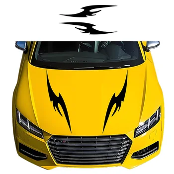 Auto Bonnet Tuning Accessories Car Hood Cover Graphics with Burning Flames Vinyl Wraps Decor Decals Vehicle Stickers