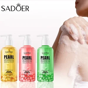 OEM SADOER Private Label Organic Fruit Aloe Pearl Fragrance Body Wash Hyaluronic Acid Moisturizing Whitening Shower Gel