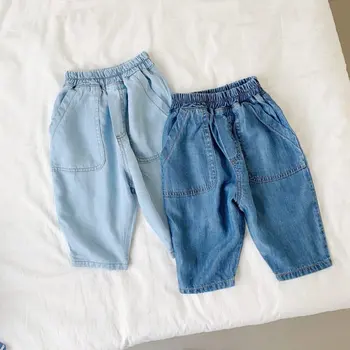 2024 thin soft jeans Kids summer boys and girls loose breathable thin harem pants