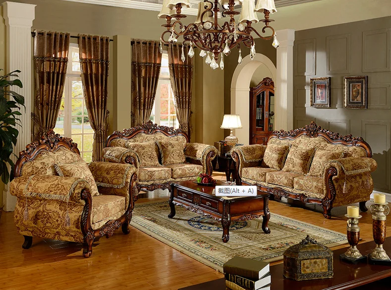 European Classic Luxury Wooden Carved Sofa Set Wooden Carving Living ...