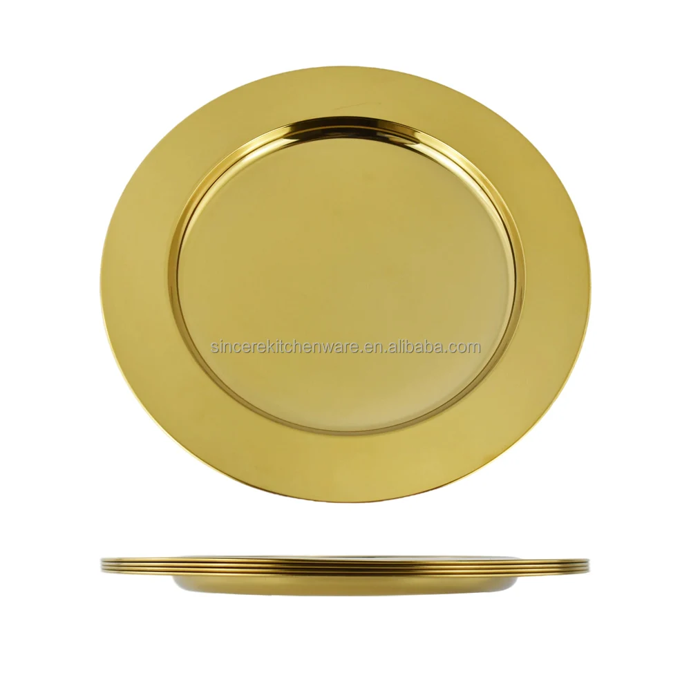 13 Inch Gold Charger Plates Wedding Mirror Polishing Stainless Steel