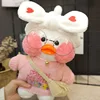 White heart headband-pink letter sweater-white bag