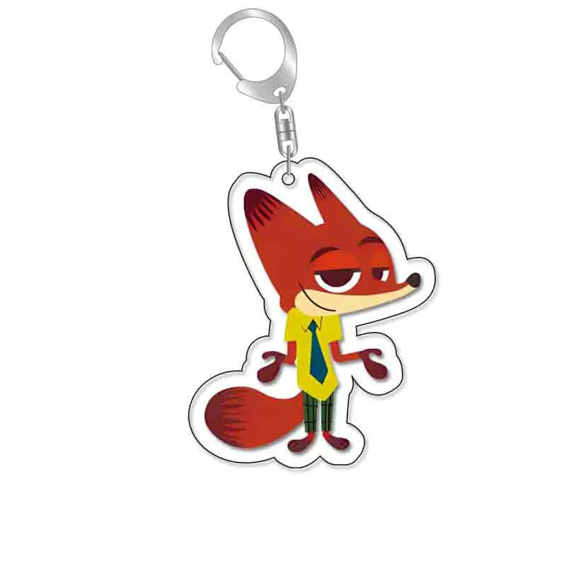 Factory Custom Zootopia Animal Printed Keychain Creative Cute Cartoon Acrylic Key Ring Plastic Keychains