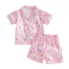 Girls Birthday Satin Pajamas Set