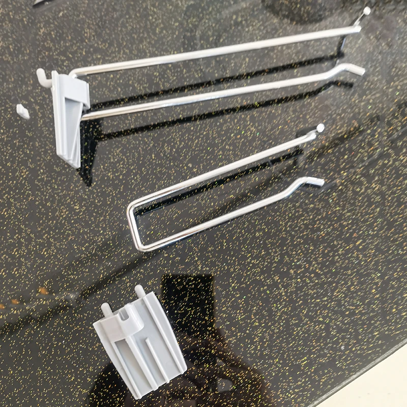 Metal Chrome Display Single Line Slatwall Hook with Price Tag for Supermarket Display Hook