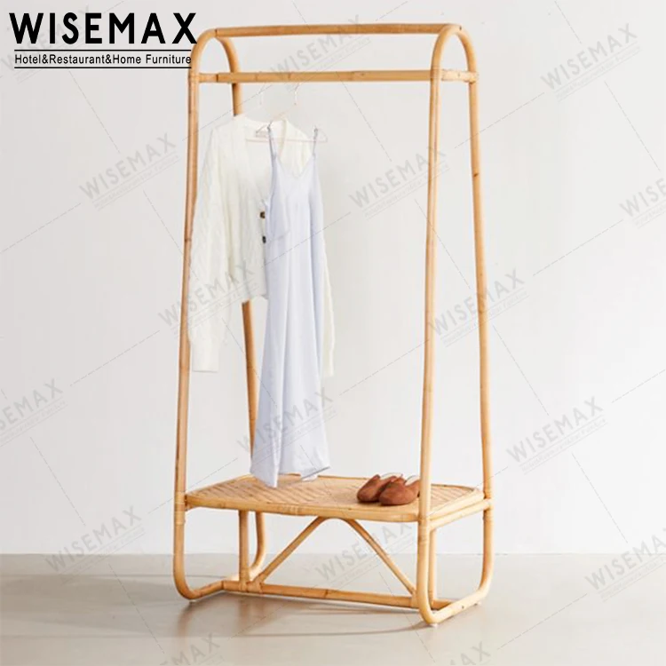 WISEMAX FURNITURE Simple cloth display shelf rattan standing shelf with shoes storage rattan cabinet