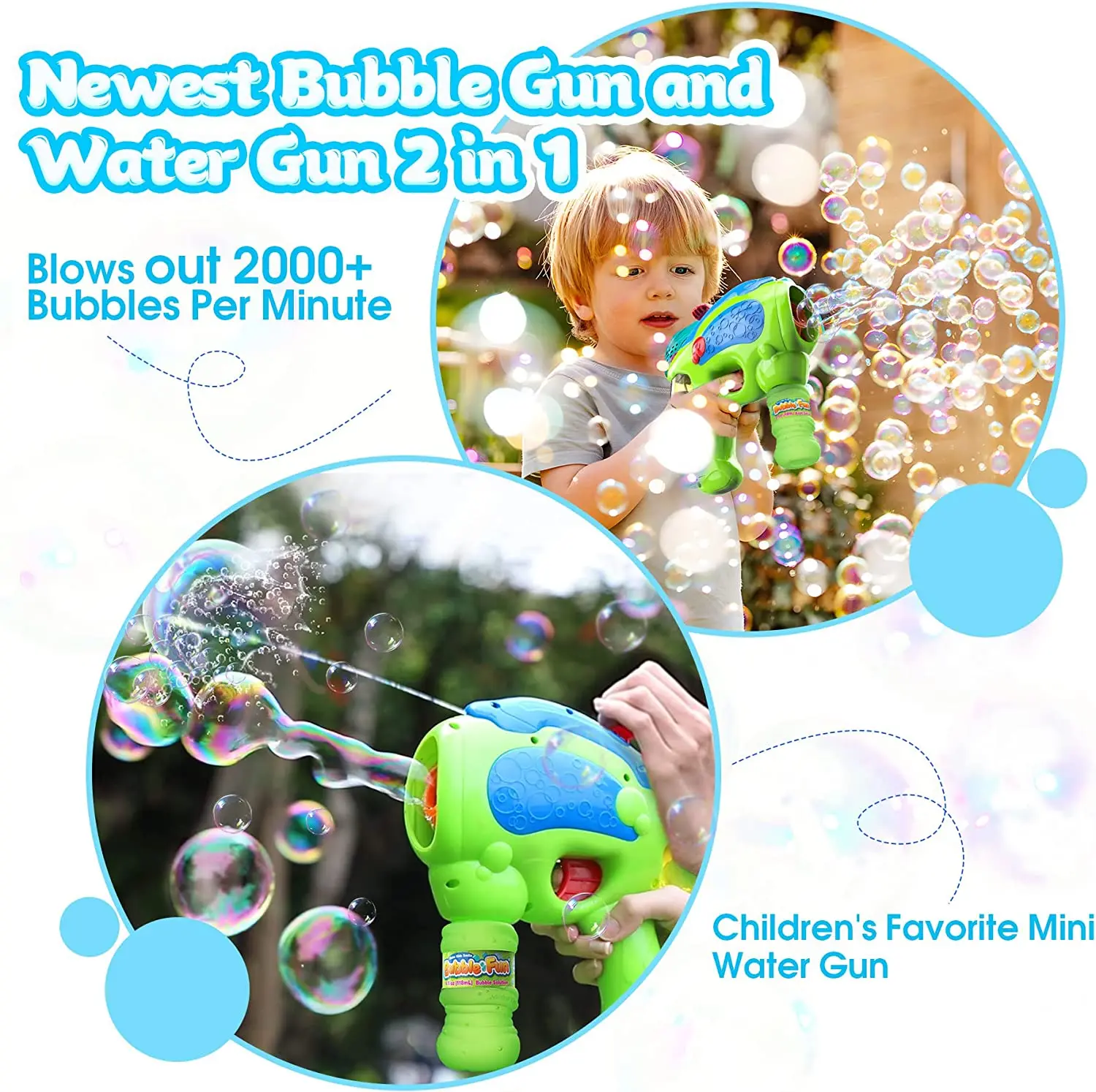 2 In 1 Shooting Water Bubble Gun,Automatic Bubble Gun Blaster For Kids