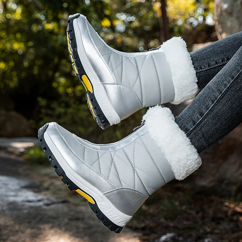 Winter New Style Zipper Waterproof Snow Boots Women's Large Size Cold