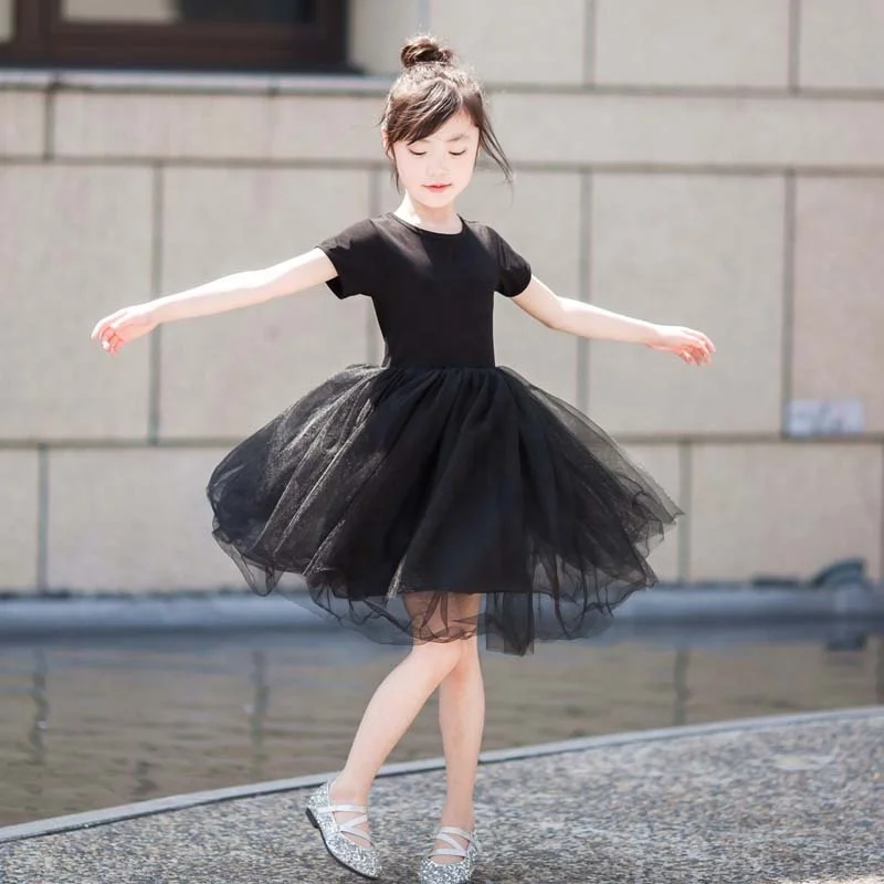 Girls summer princess dress 2022 big girl clothing little girl black mesh tutu dresses Alibaba