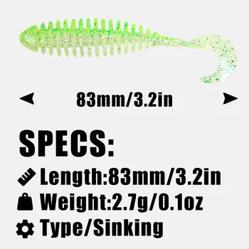 Root Floating Surface Nematode Stainless Steel Artificial Soft Bait Threaded Tail 8-Piece Large Black Drum Yellow Fish – Soft Lure – view 4