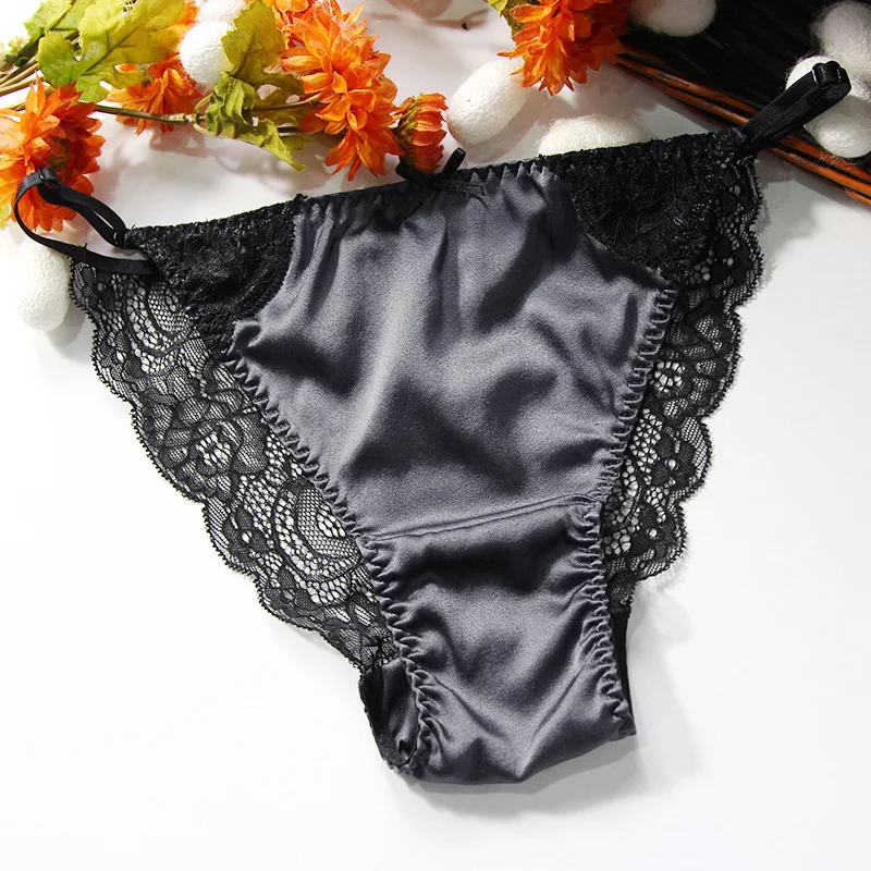 Women's Black Silk Panties