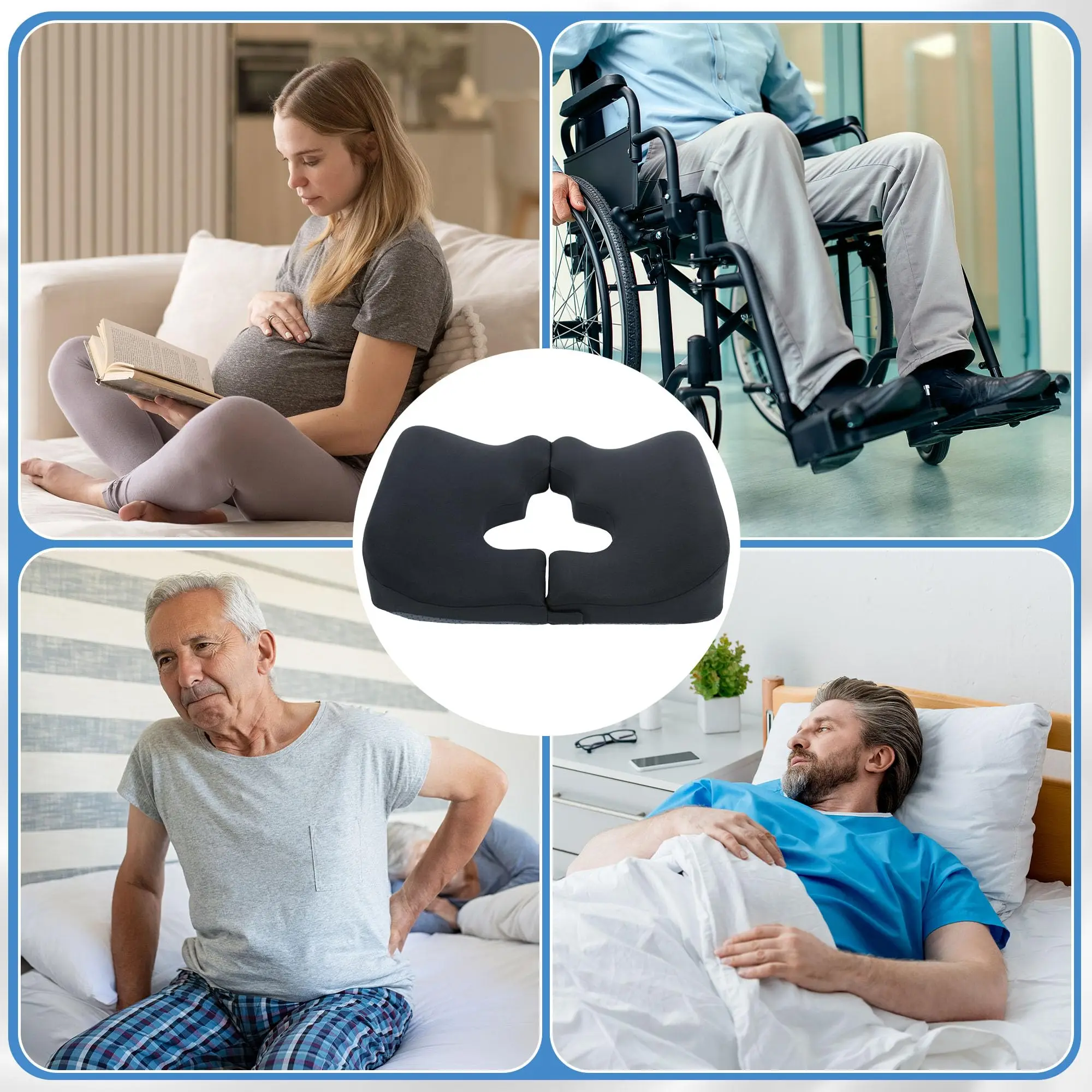 Wholesale Super Soft Coccyx Seat Cushion Ergonomic Memory Foam Lumbar Pillow & Buttocks Support Pillow for Sciatica/Pain Relief