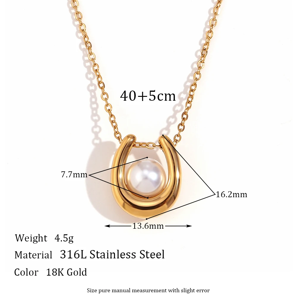 2023 Jewelry Trends Imitation Pearl Pendant Necklace 18k Gold Plated